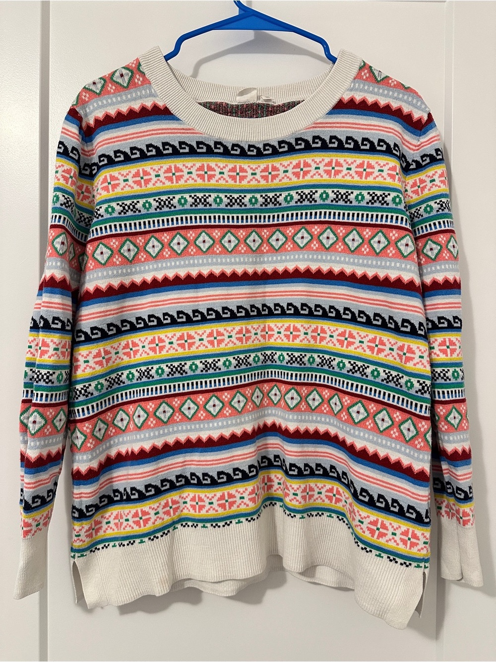 GAP Colourful Knit Horizontal Stripe Fair Isle Sweater Size Medium 100% cotton